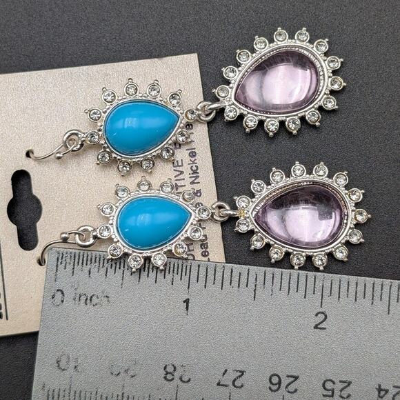 Hope Collection Dangle Earrings Blue Purple Drop Crystal Boho Lead Nickel Free - Picture 4 of 4